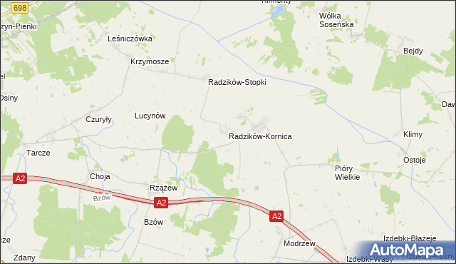 mapa Radzików-Kornica, Radzików-Kornica na mapie Targeo