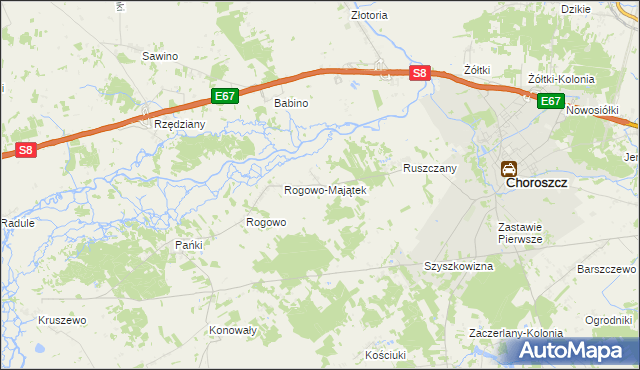 mapa Rogówek gmina Choroszcz, Rogówek gmina Choroszcz na mapie Targeo