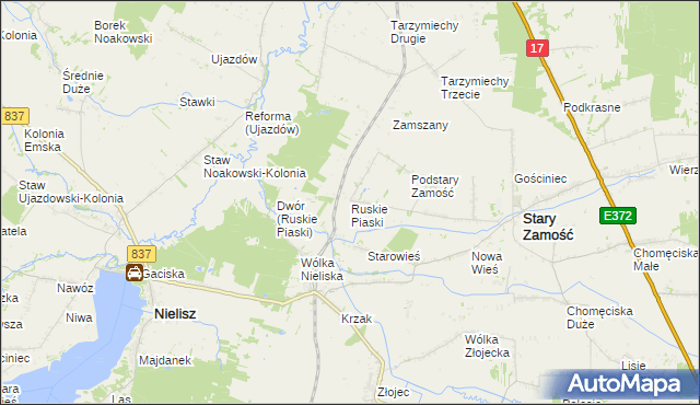 mapa Ruskie Piaski, Ruskie Piaski na mapie Targeo