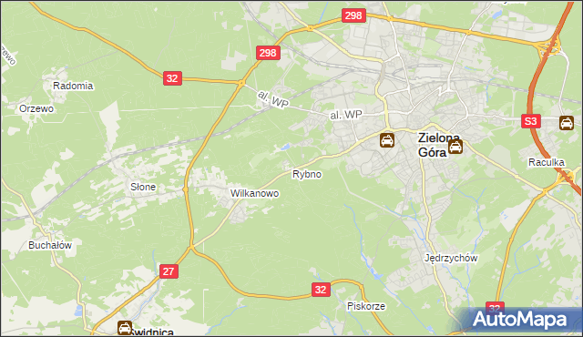 mapa Rybno gmina Świdnica, Rybno gmina Świdnica na mapie Targeo