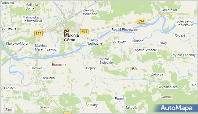 mapa Rytele Święckie, Rytele Święckie na mapie Targeo