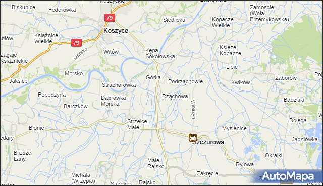 mapa Rząchowa, Rząchowa na mapie Targeo