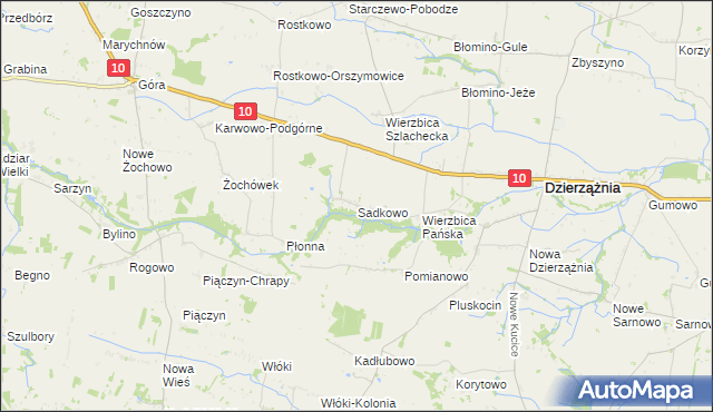 mapa Sadkowo gmina Dzierzążnia, Sadkowo gmina Dzierzążnia na mapie Targeo