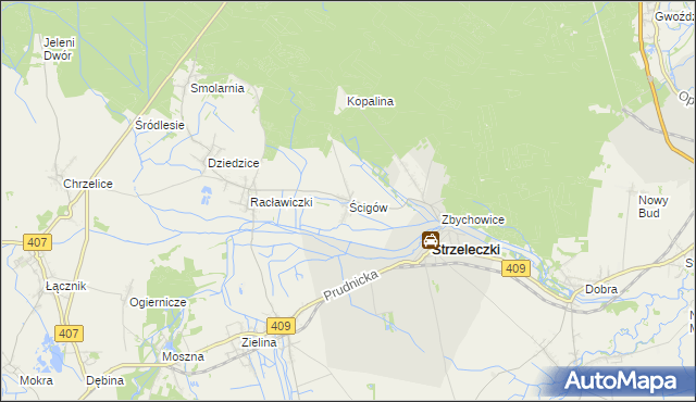 mapa Ścigów, Ścigów na mapie Targeo