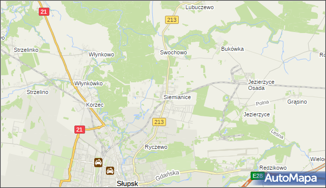 mapa Siemianice gmina Słupsk, Siemianice gmina Słupsk na mapie Targeo