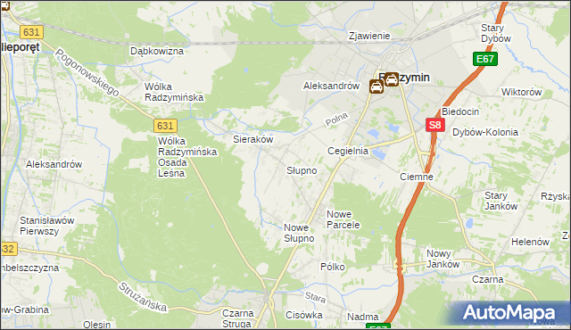 mapa Słupno gmina Radzymin, Słupno gmina Radzymin na mapie Targeo