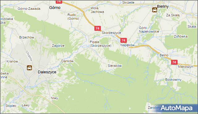 mapa Smyków gmina Daleszyce, Smyków gmina Daleszyce na mapie Targeo