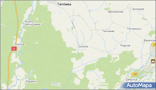 mapa Sokolna, Sokolna na mapie Targeo