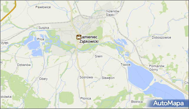 mapa Śrem gmina Kamieniec Ząbkowicki, Śrem gmina Kamieniec Ząbkowicki na mapie Targeo