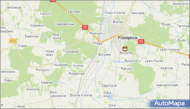 mapa Stacja Poddębice, Stacja Poddębice na mapie Targeo