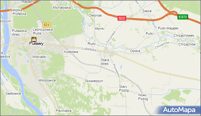 mapa Stara Wieś gmina Końskowola, Stara Wieś gmina Końskowola na mapie Targeo