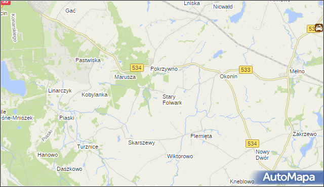 mapa Stary Folwark gmina Grudziądz, Stary Folwark gmina Grudziądz na mapie Targeo