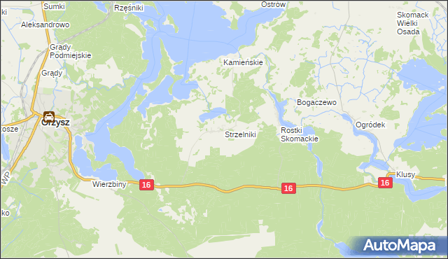 mapa Strzelniki gmina Orzysz, Strzelniki gmina Orzysz na mapie Targeo