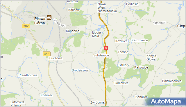 mapa Sulisławice gmina Ząbkowice Śląskie, Sulisławice gmina Ząbkowice Śląskie na mapie Targeo