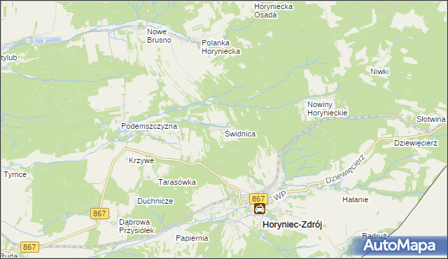 mapa Świdnica gmina Horyniec-Zdrój, Świdnica gmina Horyniec-Zdrój na mapie Targeo