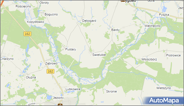 mapa Świelubie gmina Dygowo, Świelubie gmina Dygowo na mapie Targeo