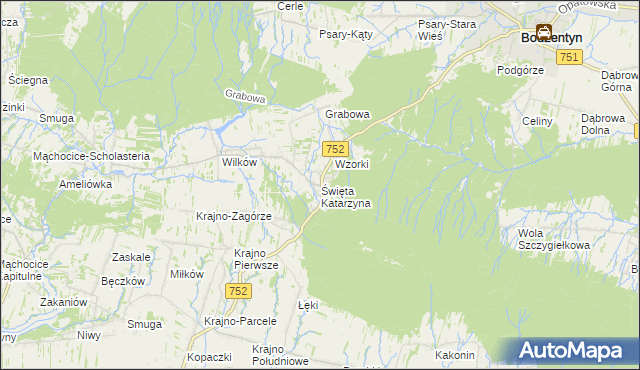 mapa Święta Katarzyna gmina Bodzentyn, Święta Katarzyna gmina Bodzentyn na mapie Targeo