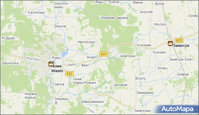 mapa Szczawin gmina Nowe Miasto, Szczawin gmina Nowe Miasto na mapie Targeo