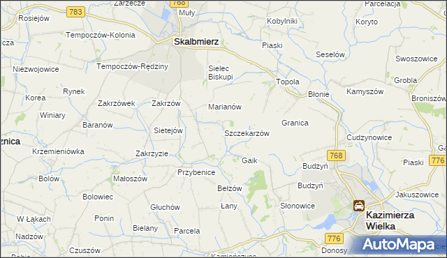 mapa Szczekarzów, Szczekarzów na mapie Targeo