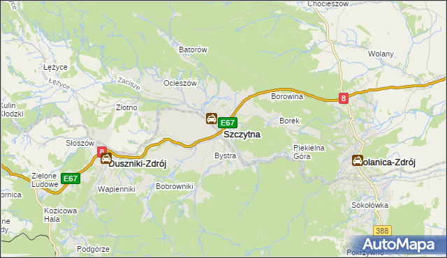 mapa Szczytna powiat kłodzki, Szczytna powiat kłodzki na mapie Targeo