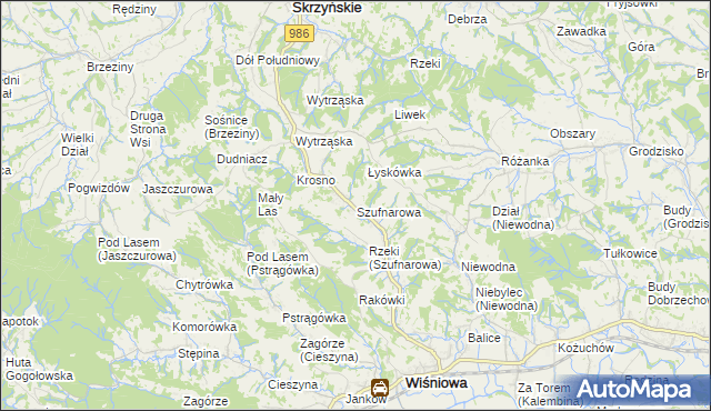 mapa Szufnarowa, Szufnarowa na mapie Targeo