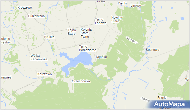mapa Tajenko, Tajenko na mapie Targeo