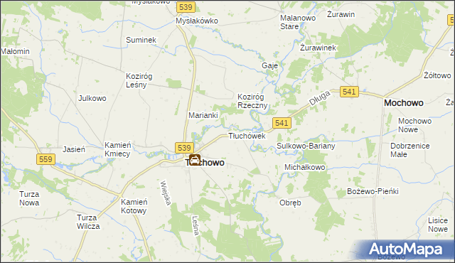 mapa Tłuchówek, Tłuchówek na mapie Targeo