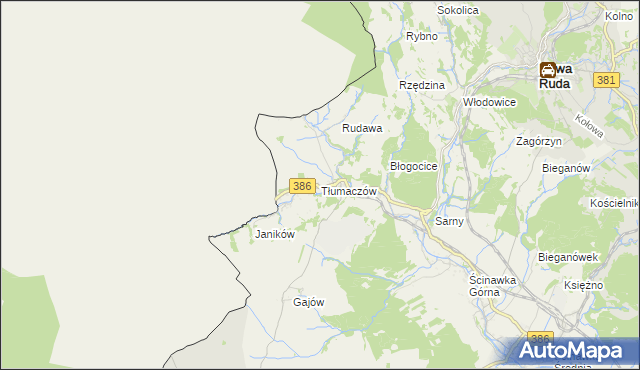 mapa Tłumaczów, Tłumaczów na mapie Targeo