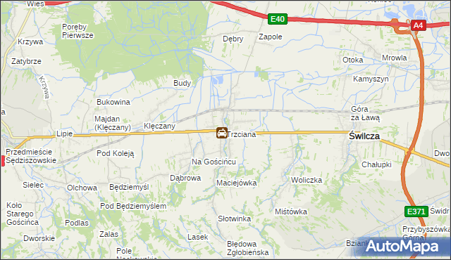mapa Trzciana gmina Świlcza, Trzciana gmina Świlcza na mapie Targeo