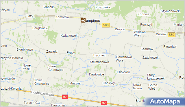 mapa Trzciniec gmina Leszno, Trzciniec gmina Leszno na mapie Targeo