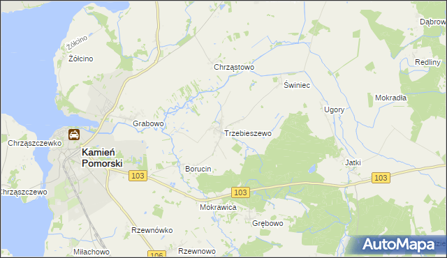 mapa Trzebieszewo, Trzebieszewo na mapie Targeo