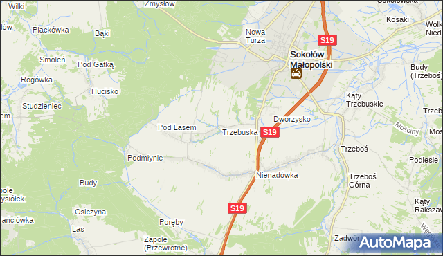 mapa Trzebuska, Trzebuska na mapie Targeo