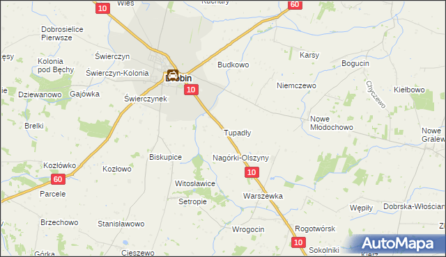 mapa Tupadły gmina Drobin, Tupadły gmina Drobin na mapie Targeo