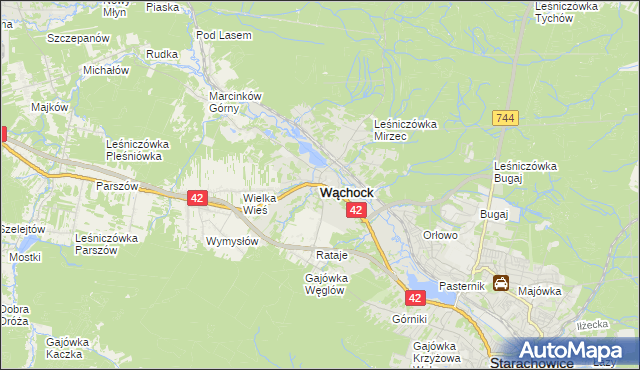 mapa Wąchock, Wąchock na mapie Targeo