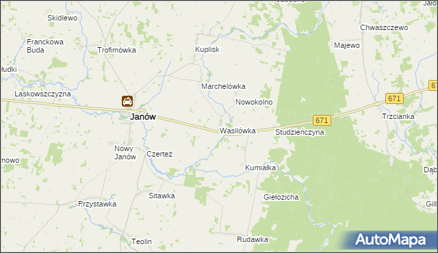 mapa Wasilówka gmina Janów, Wasilówka gmina Janów na mapie Targeo