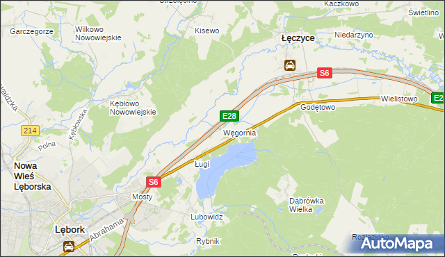 mapa Węgornia, Węgornia na mapie Targeo