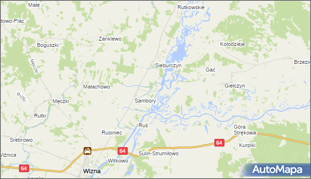 mapa Wierciszewo gmina Wizna, Wierciszewo gmina Wizna na mapie Targeo