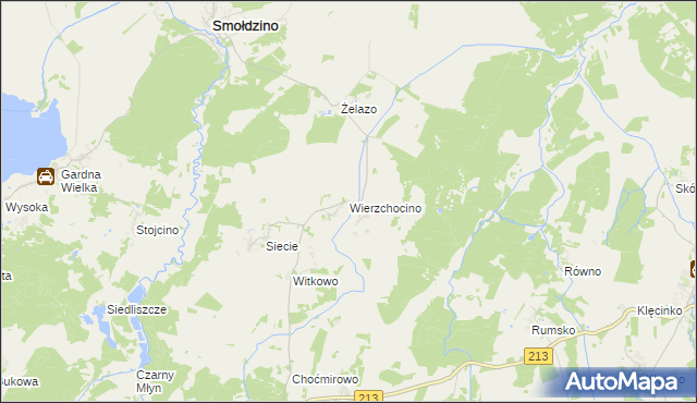 mapa Wierzchocino, Wierzchocino na mapie Targeo