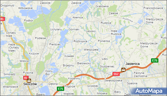 mapa Wieszczęta, Wieszczęta na mapie Targeo