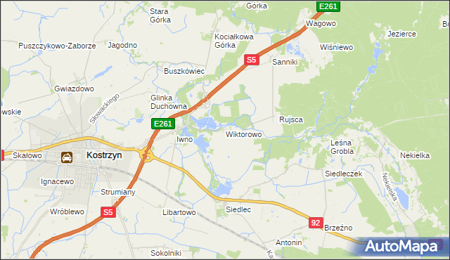 mapa Wiktorowo gmina Kostrzyn, Wiktorowo gmina Kostrzyn na mapie Targeo