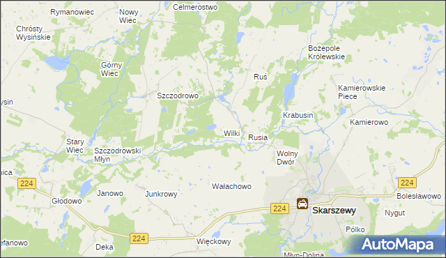 mapa Wilki gmina Skarszewy, Wilki gmina Skarszewy na mapie Targeo