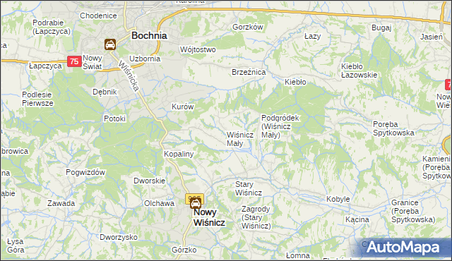 mapa Wiśnicz Mały, Wiśnicz Mały na mapie Targeo