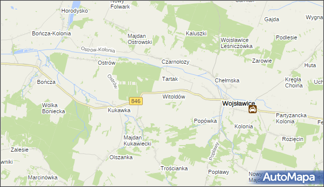 mapa Witoldów gmina Wojsławice, Witoldów gmina Wojsławice na mapie Targeo