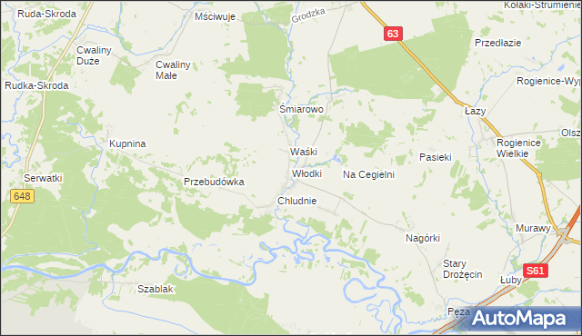 mapa Włodki gmina Mały Płock, Włodki gmina Mały Płock na mapie Targeo