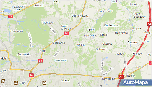 mapa Wódka gmina Nowosolna, Wódka gmina Nowosolna na mapie Targeo