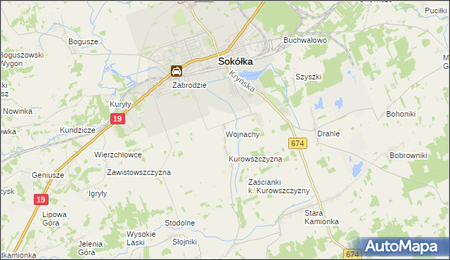 mapa Wojnachy, Wojnachy na mapie Targeo