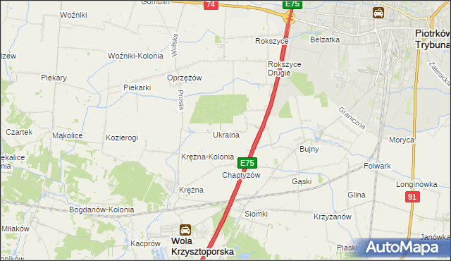 mapa Wola Rokszycka, Wola Rokszycka na mapie Targeo