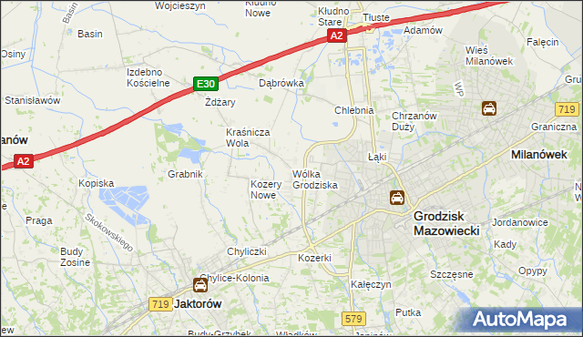 mapa Wólka Grodziska gmina Grodzisk Mazowiecki, Wólka Grodziska gmina Grodzisk Mazowiecki na mapie Targeo