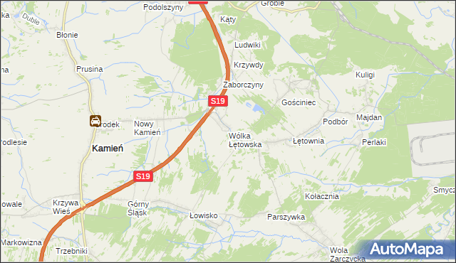 mapa Wólka Łętowska, Wólka Łętowska na mapie Targeo