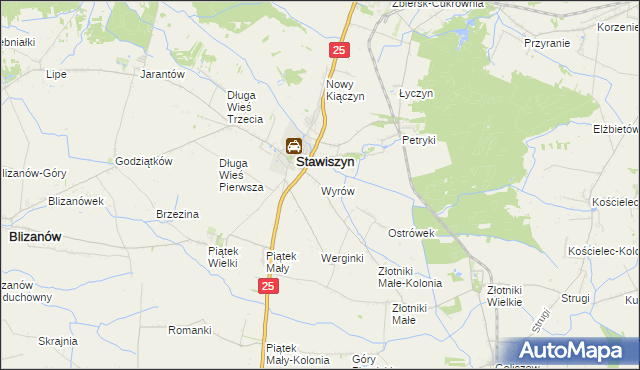 mapa Wyrów gmina Stawiszyn, Wyrów gmina Stawiszyn na mapie Targeo